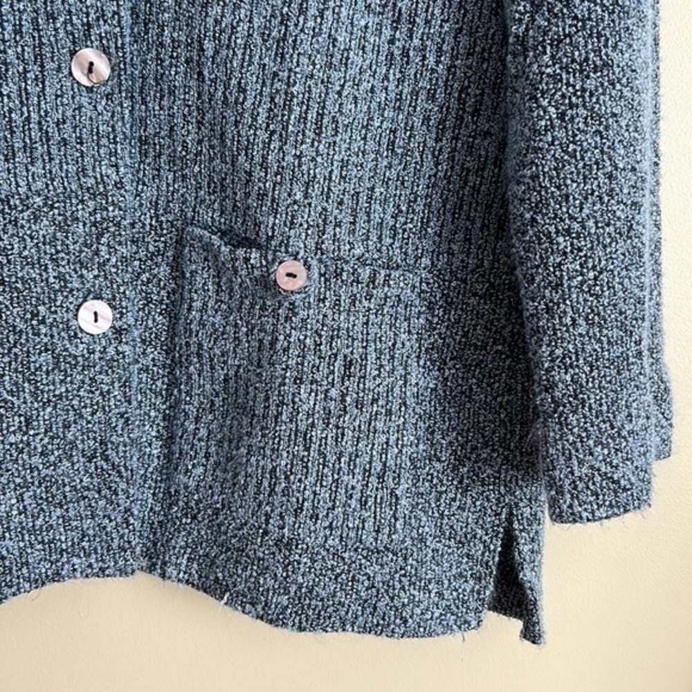 Women’s‎ blue black button down knit cardigan  L - Picture 3 of 8